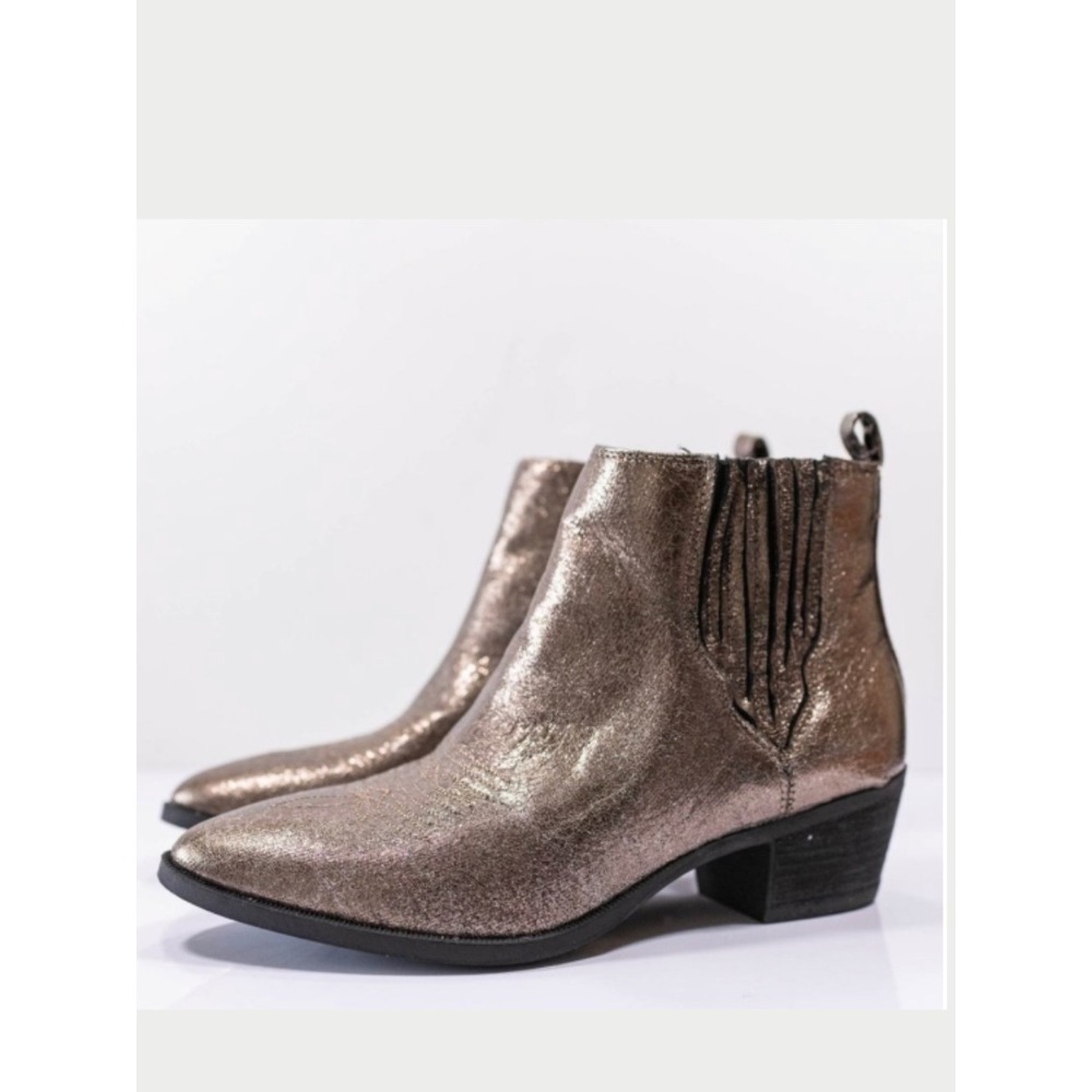 Circus Sam Edelman Western Ankle Boots 9.5 Bronze Metallic Pointed Toe Booties